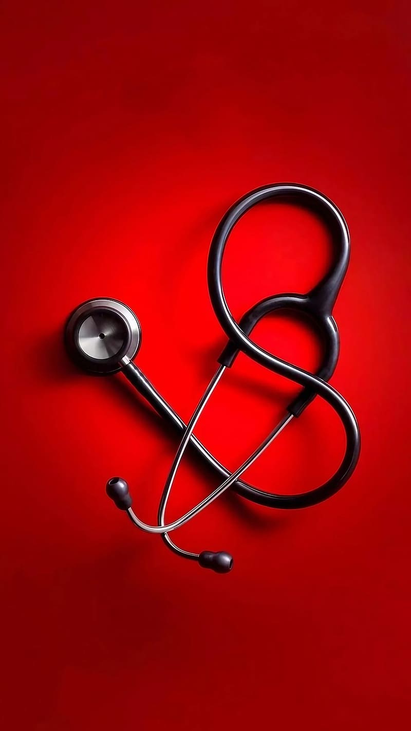 Premium Photo  Top view of a red stethoscope with stethoscope headphones  on a green background medical and communications concept or cell phone  repair