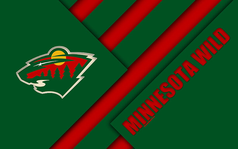 Minnesota Wild material design, logo, NHL, green red abstraction, lines, American hockey club, Minnesota, USA, National Hockey League, HD wallpaper