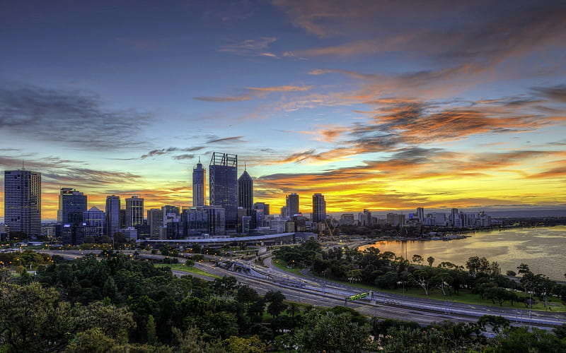 Sydney, dawn, morning, skyline, Australia, HD wallpaper