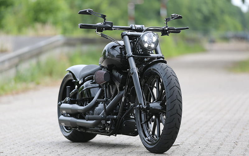 Harley-Davidson Thunderbike, front view, exterior, black motorcycle, tuning, american motorcycles, HD wallpaper
