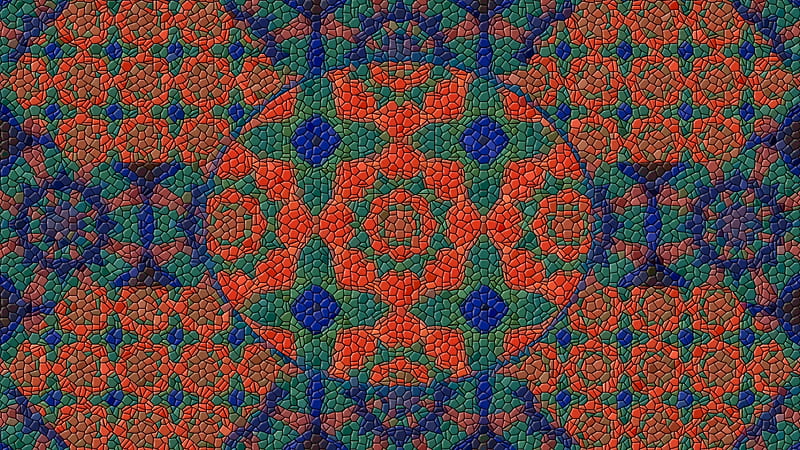 textile design, textures, red, green, fractal, mosaic, abstract, motif, blue, HD wallpaper