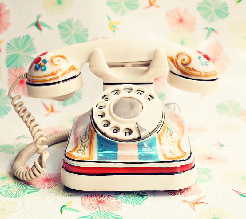 Telephone, nostalgic, retro, trendy colorful, vintage, HD wallpaper