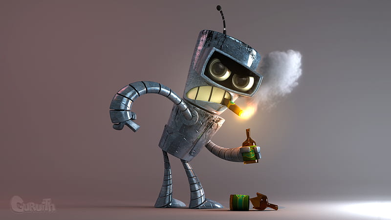 Futurama, Bender (Futurama), Cigar, Robot, HD wallpaper
