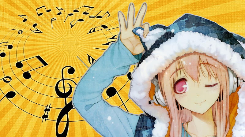 Musical Notes, Headphones, Anime, Music Notes, Super Sonico, Cat Ear Hood,  Anime Girl, HD wallpaper | Peakpx