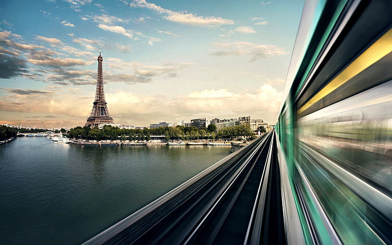 Eiffel Tower From Train Window F1, architecture, France, bonito, Eiffel Tower, graphy, Paris, wide screen, scenery, HD wallpaper