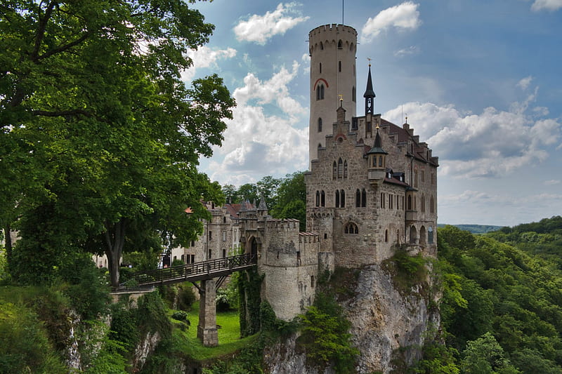 Lichtenstein, Germany, Cities, Lichtenstein, Stone, City, Castle, Bridge, Bridges, Germany, Castles, HD wallpaper