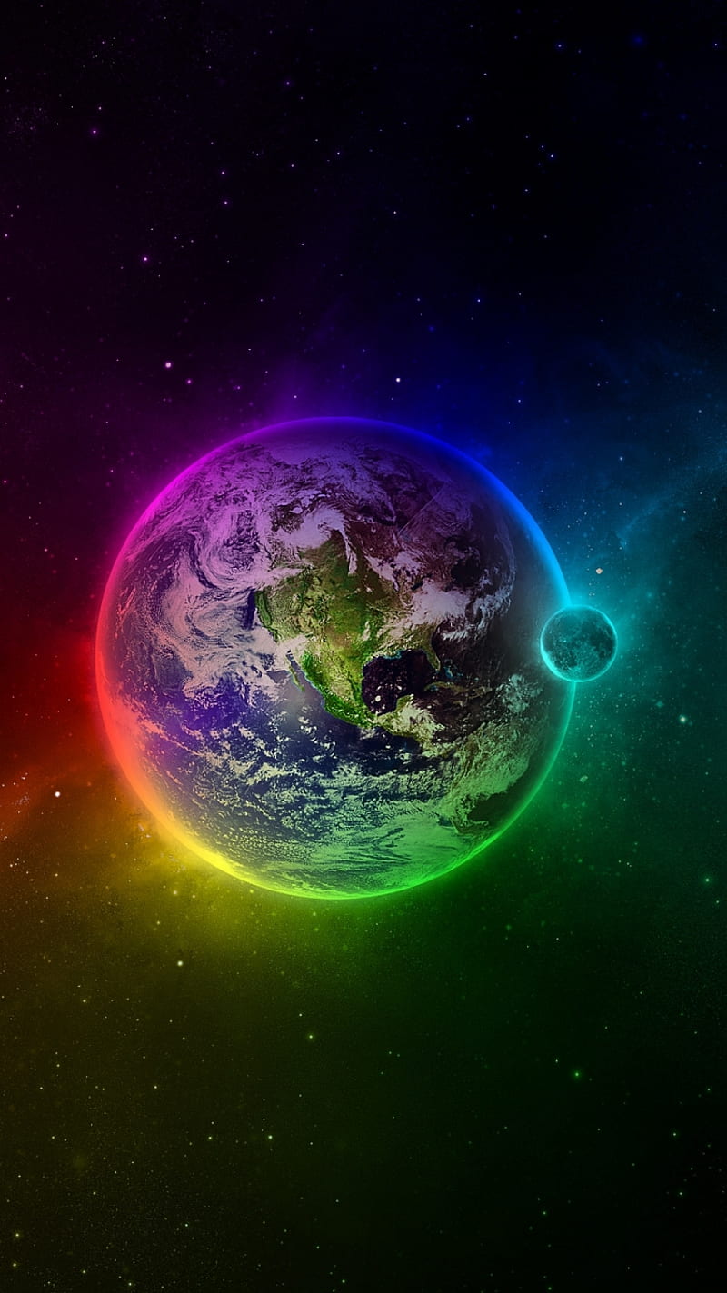 Planet, earth, el, space, galaxy, mate, rainbow, space, world, HD phone wallpaper