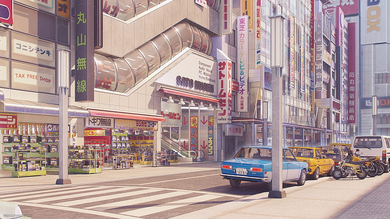 Anime city, scenic, urban, carros, buildings, Anime, HD wallpaper | Peakpx