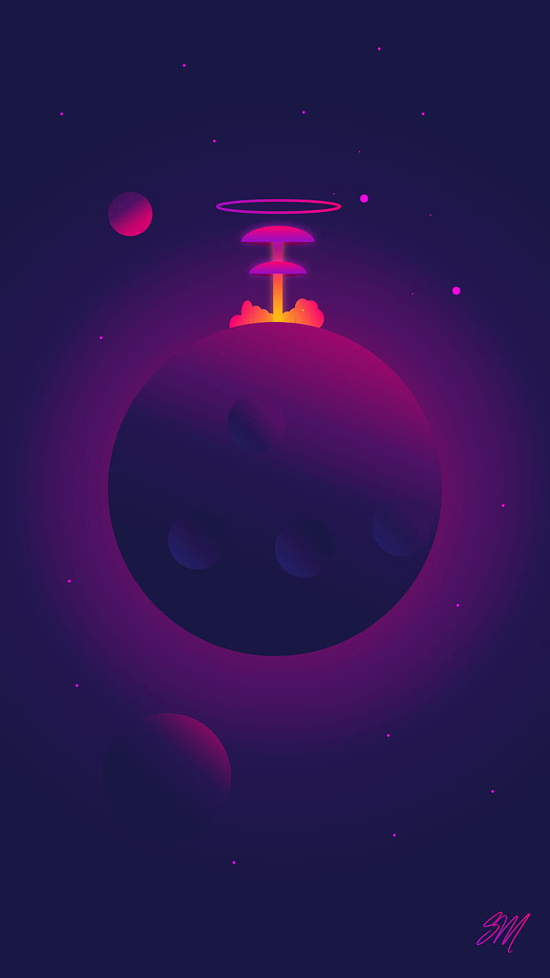 SPACE INTRUDERS, amour, black, fire, hero, never settle, oneplus 7 pro, pink, turkey, vector, HD phone wallpaper