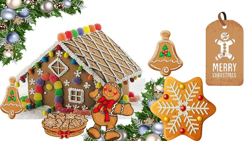 My Gingerbread House, bread, christmas, ginger bread, HD wallpaper