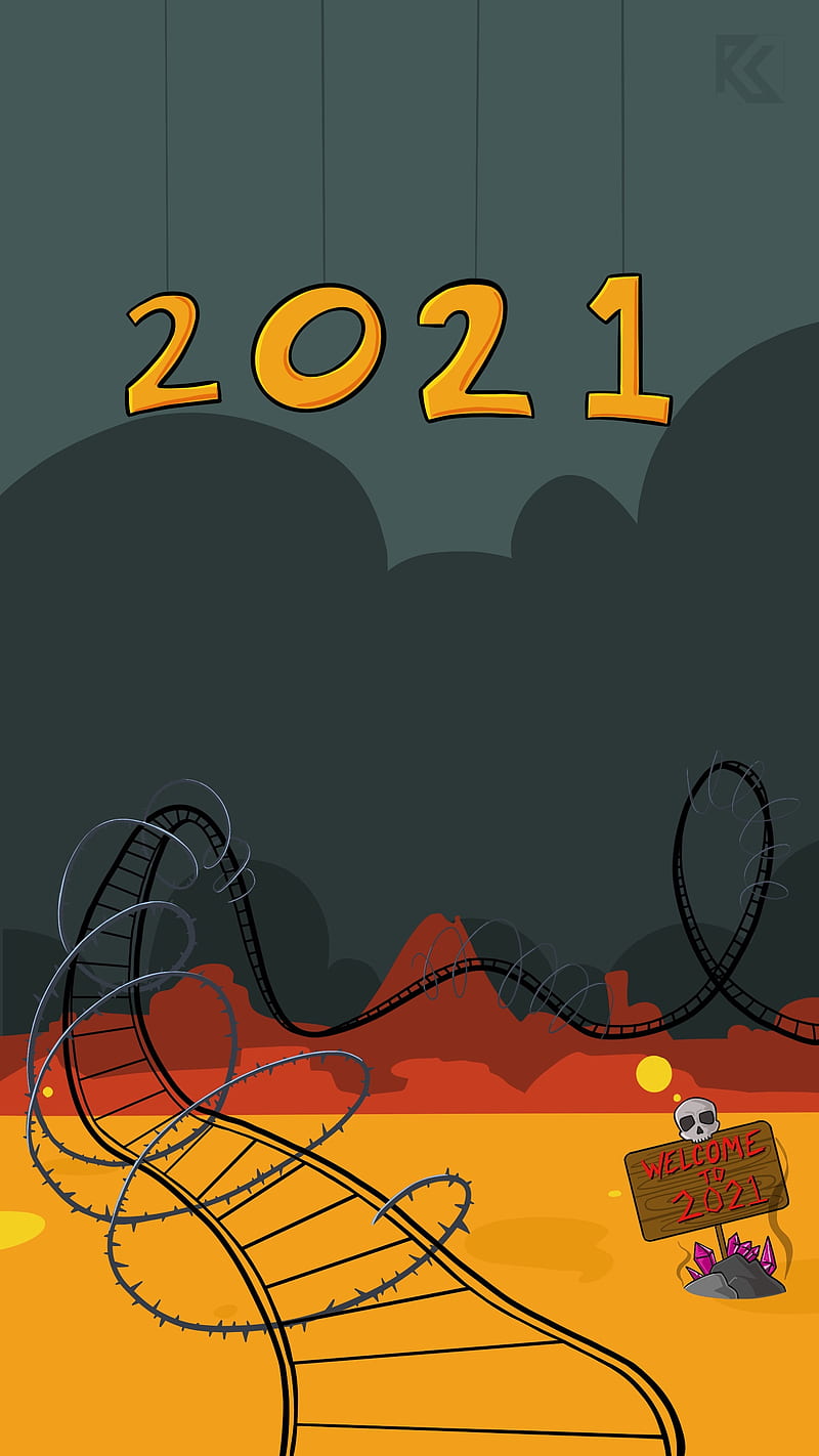 2021 Ahead, 2021, illustration, lava, life, new, new year, ravi koranga, roller coaster, track, welcome, HD phone wallpaper