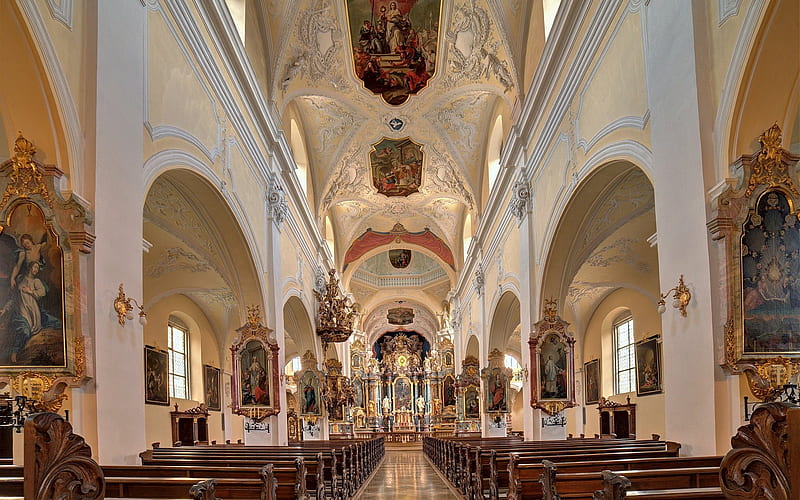 Monastery Church in Germany, interior, Christianity, Germany, church, monastery, HD wallpaper