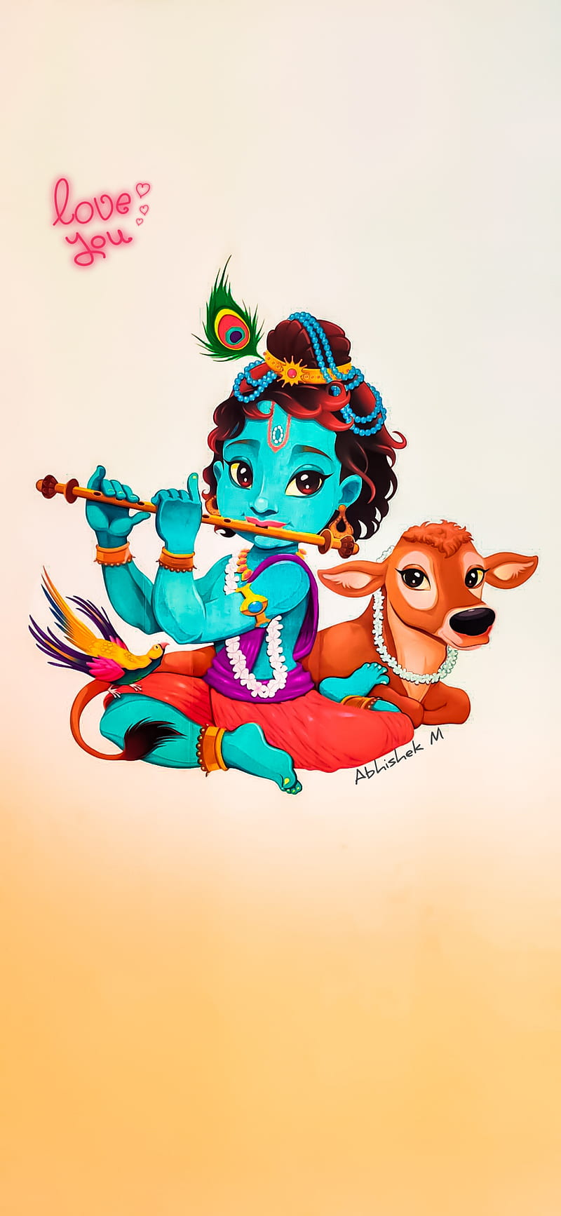 Lord Bal Krishna with colorful background wallpaper  God Bal Krishna  poster design for wallpaper Stock Photo  Alamy