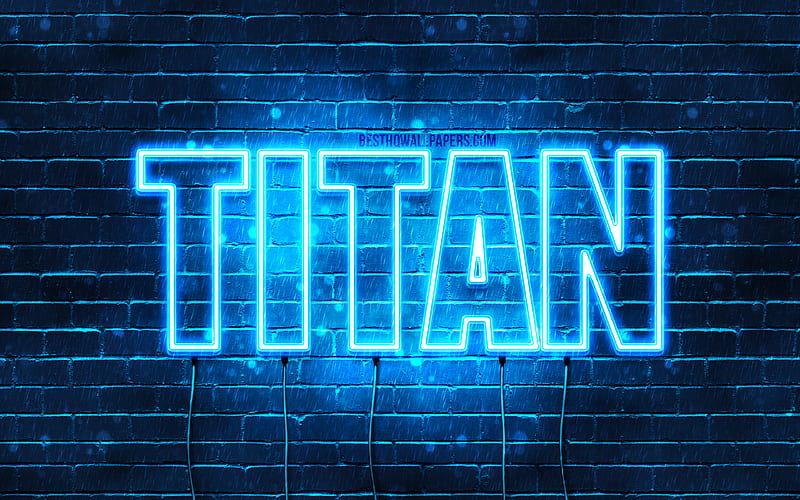Titan with names, horizontal text, Titan name, blue neon lights, with Titan name, HD wallpaper