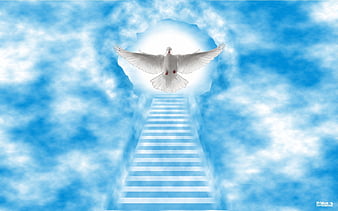 Heaven Background with Doves · Creative Fabrica