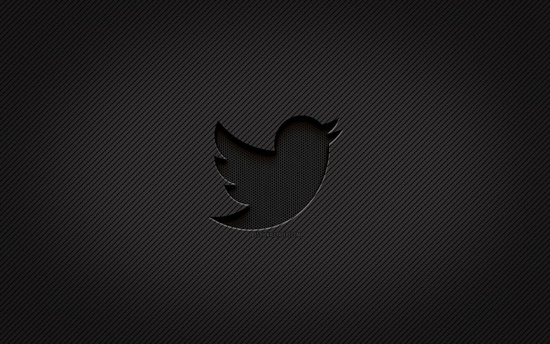 Twitter carbon logo, , grunge art, carbon background, creative, Twitter black logo, social network, Twitter logo, Twitter, HD wallpaper