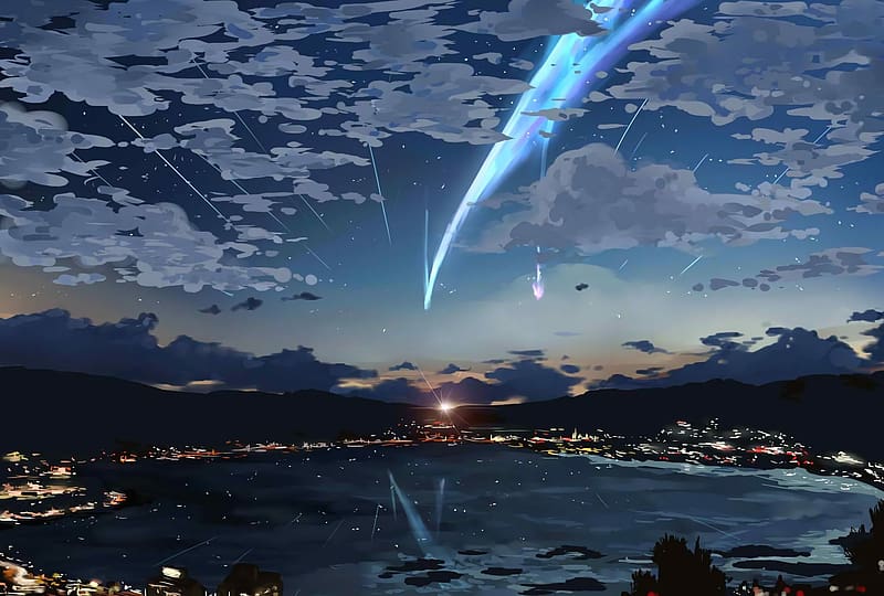 Kimi no na wa, mitsuha miyamizu, clouds, scenic, Anime, HD wallpaper