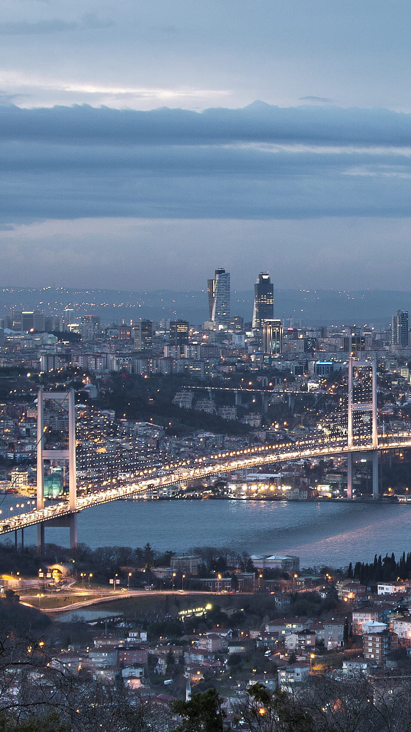 bridge , istanbul, turkey, bosphorus, night, HD phone wallpaper