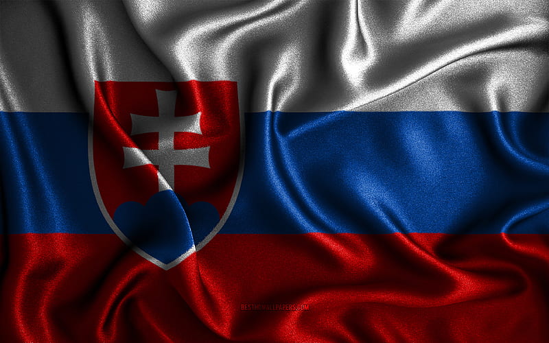 Slovak flag silk wavy flags, European countries, national symbols, Flag of Slovakia, fabric flags, Slovakia flag, 3D art, Slovakia, Europe, Slovakia 3D flag, HD wallpaper