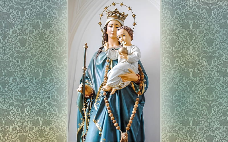 Queen of Rosary, Virgin, Jesus, Mary, Baby, Rosary, sculpture, HD wallpaper  | Peakpx