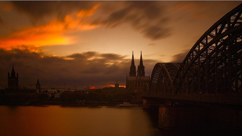 Evening Cathedral Cologne Germany, HD wallpaper