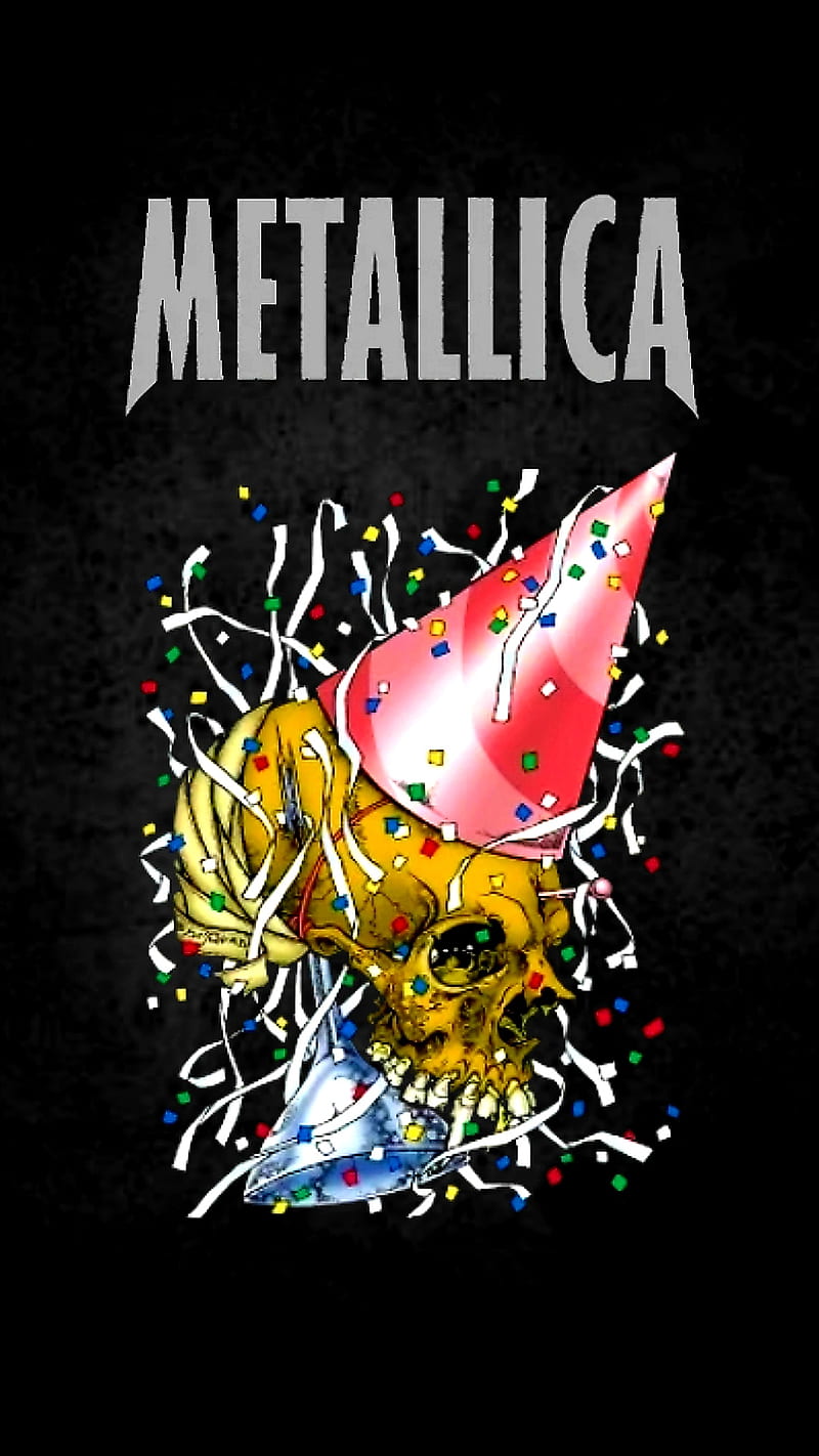 Metallica, confetti, hat, logo, pushead, skull, HD phone wallpaper