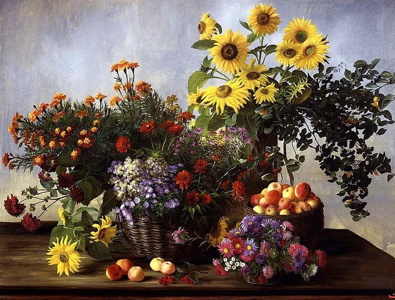 Yu.Arsenyuk (oil on canvas), art, oil, flower, canvas, yu arsenyuk, HD wallpaper