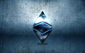 Lisk metal logo, grunge, cryptocurrency, blue metal background, Lisk ...