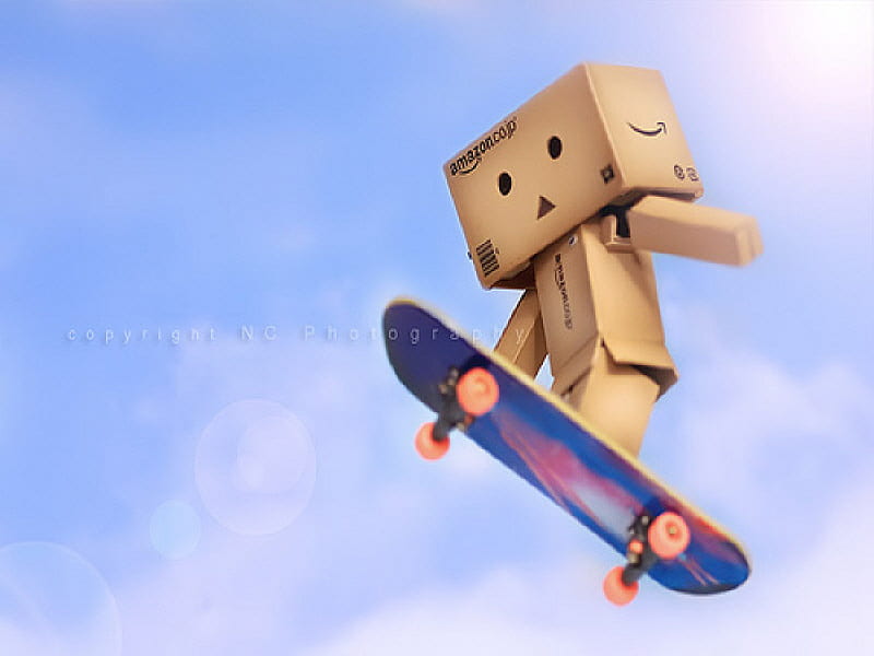 Danbo Skatebording, cute, robot, danbo, HD wallpaper | Peakpx