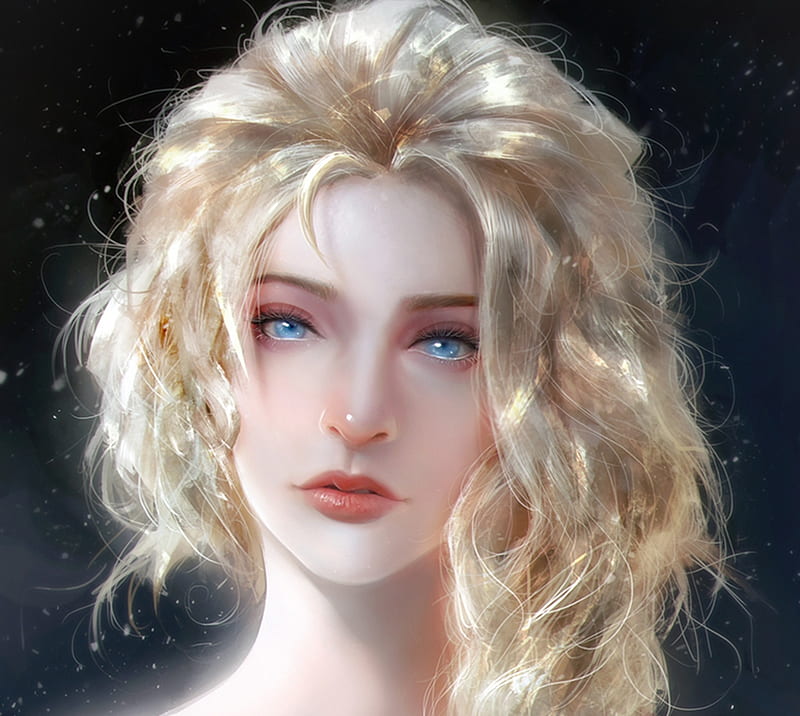 Elsa, snow queen, blonde, frozen, portrait, razaras, disney, art, luminos, fantasy, HD wallpaper