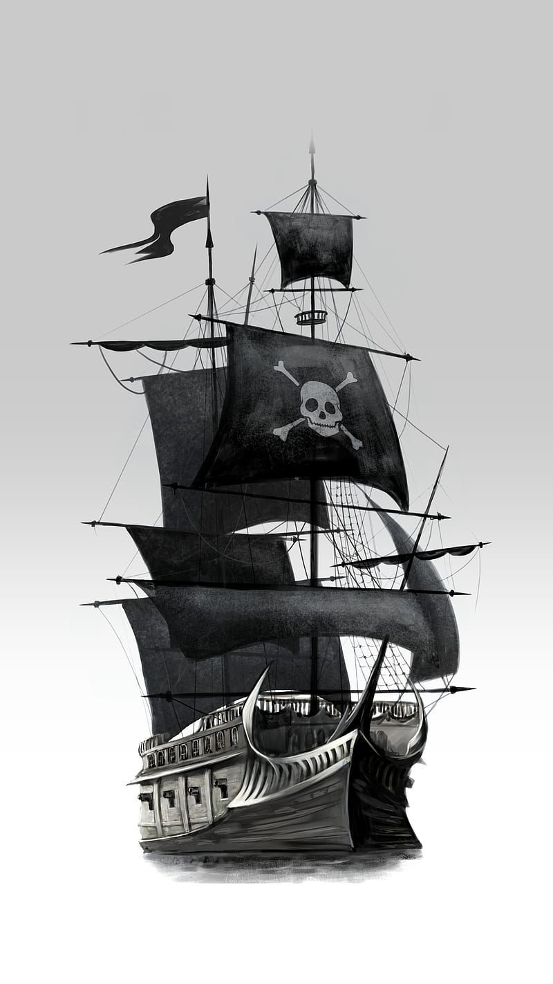 blackseal, black, navire, noir, pirates, seal, ship, ships, voile, HD phone wallpaper