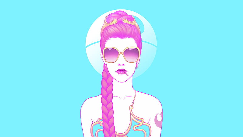Drawing Of Princess Leia With Sunglasses Vaporwave, HD wallpaper