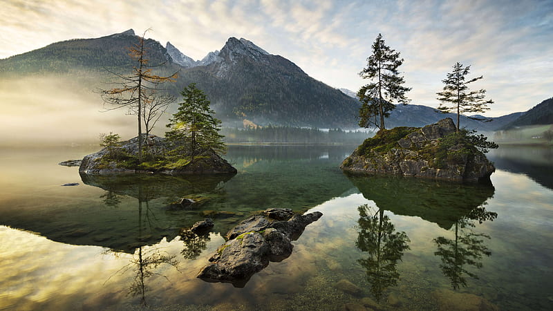 Lake Hintersee, Berchtesgaden, Bavaria, Germany, mountains, Alps, HD wallpaper