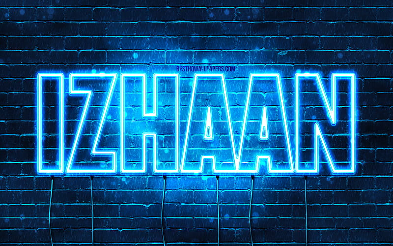 Izhaan, , with names, Izhaan name, blue neon lights, Happy Birtay Izhaan, popular arabic male names, with Izhaan name, HD wallpaper