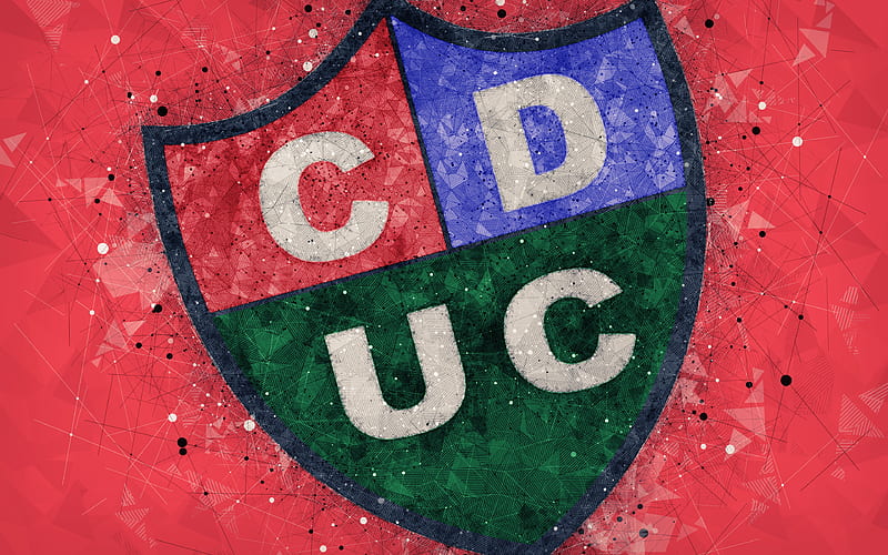 CD Union Comercio geometric art, logo, Peruvian football club, red abstract background, emblem, Nueva Cachamarca, Peru, football, creative art, Peruvian Primera Division, HD wallpaper