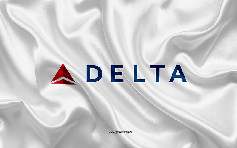 Delta Air Lines logo, airline, white silk texture, airline logos, Delta Air Lines emblem, silk background, silk flag, Delta Air Lines, HD wallpaper