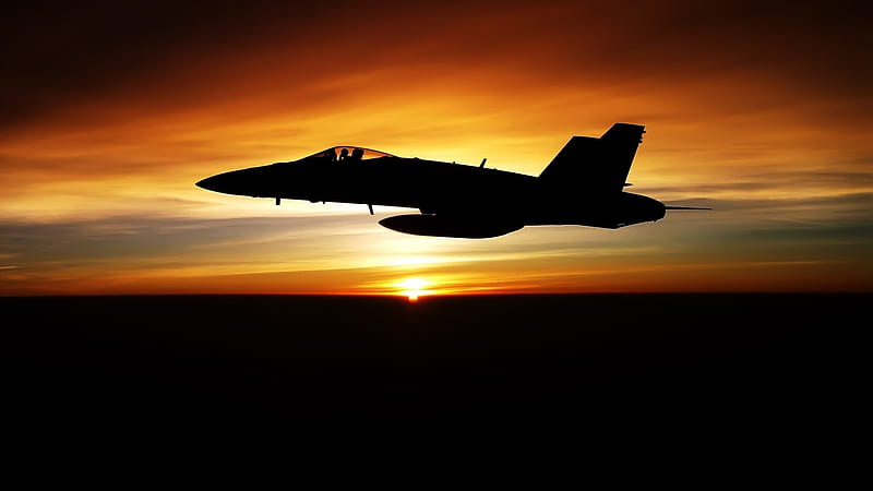 a sunset flight, aircraft, plane, graphy, black, military, sunset, silhouette, sky, HD wallpaper