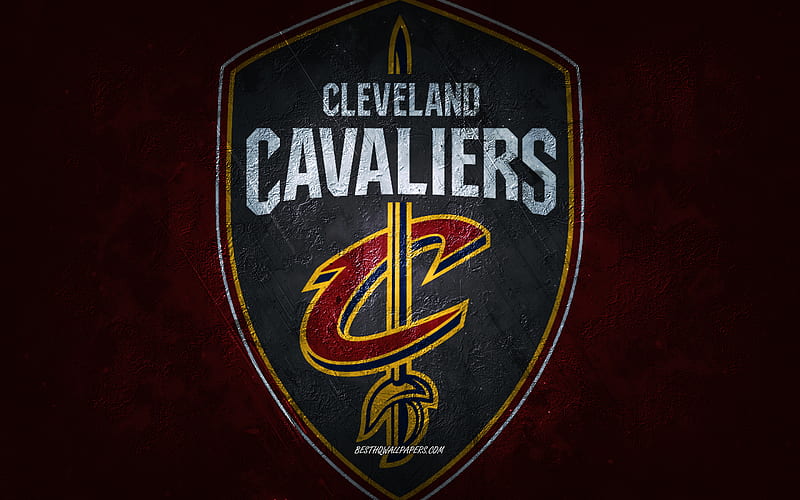Cleveland Cavaliers, American basketball team, burgundy stone background, Cleveland Cavaliers logo, grunge art, NBA, basketball, USA, Cleveland Cavaliers emblem, HD wallpaper