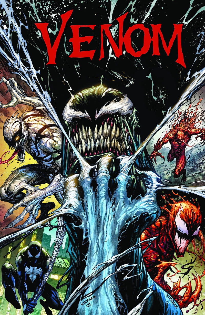 Venom, Carnage, Spider-Man, comic art, drawing, Marvel Comics, Anti-Venom, HD phone wallpaper