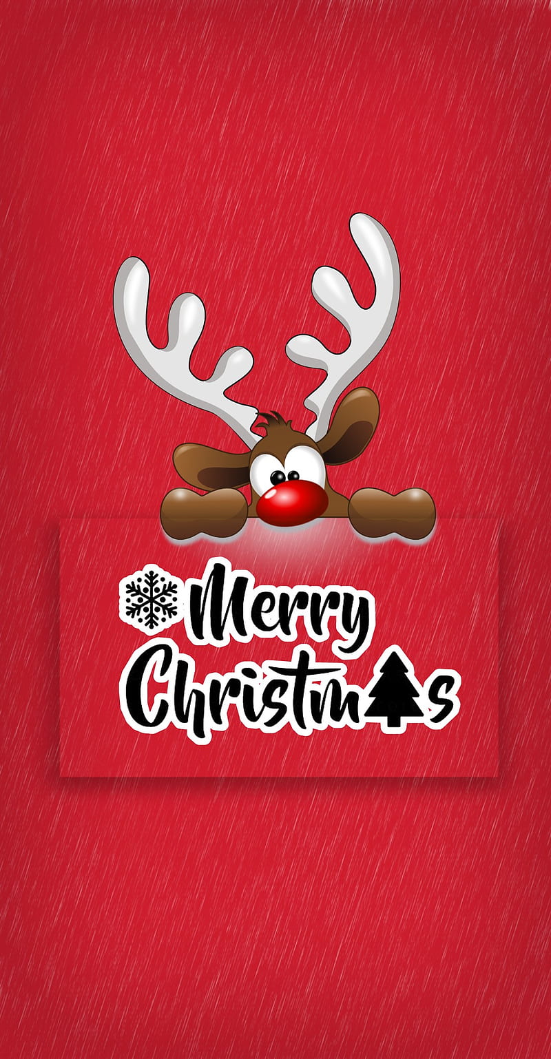 Merry Christmas , christmas, holiday, merry, red, reindeer, xmas, HD phone wallpaper