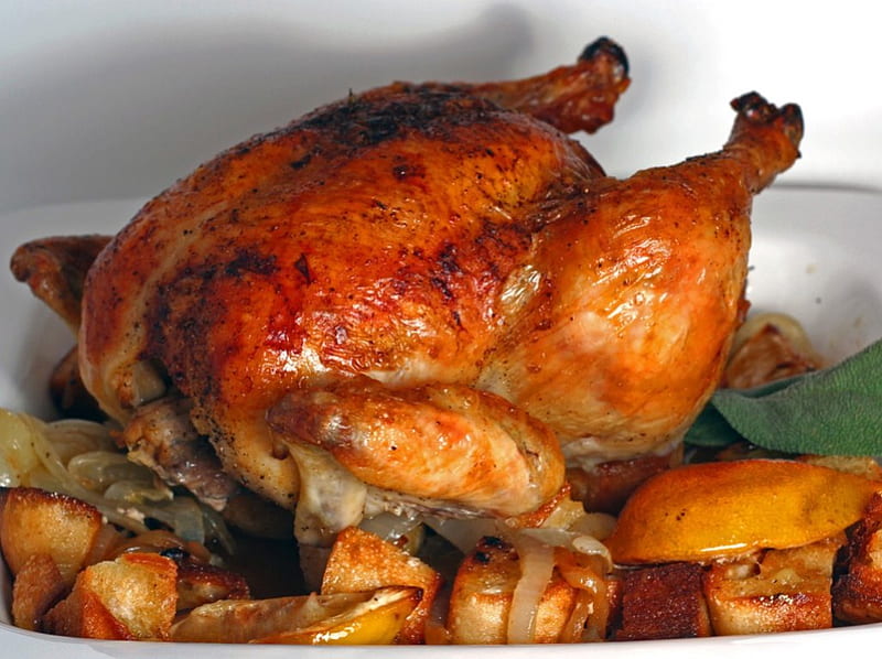 roast chicken, dinner, food, chicken roast, HD wallpaper