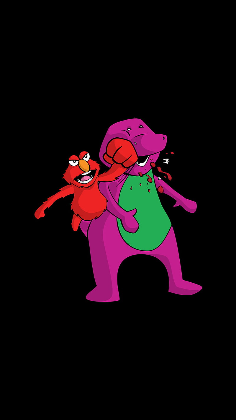 Barney VS Elmo, barney, elmo, funny, HD phone wallpaper