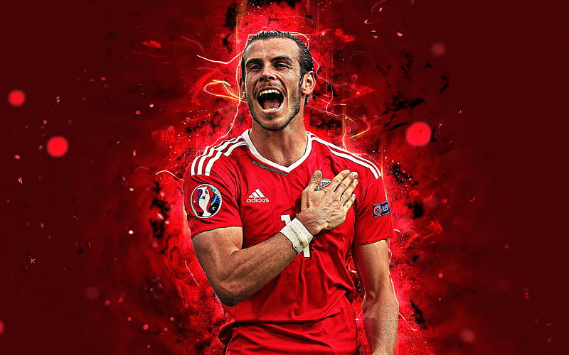 Gareth Bale, abstract art, Wales National Team, fan art, garethbale11, Bale, soccer, footballers, neon lights, Welsh football team, HD wallpaper