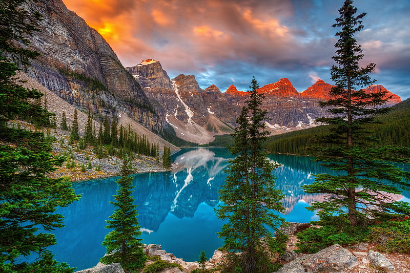 Banff Alberta Canada, lake, mountain, nature, peace, serene, wilderness, HD wallpaper