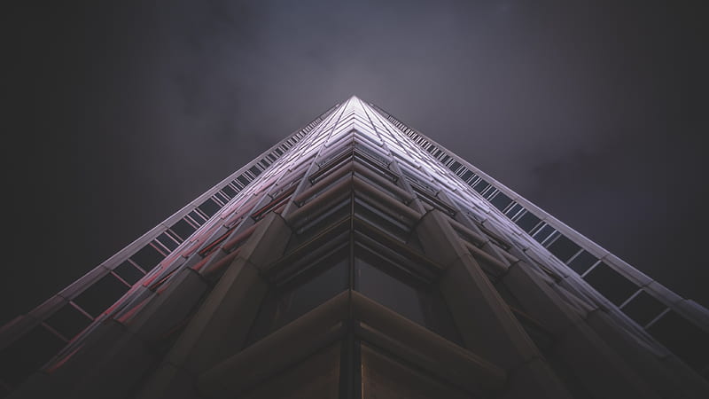 modern architecture, worm view, night, skyscraper, building, light, City, HD wallpaper