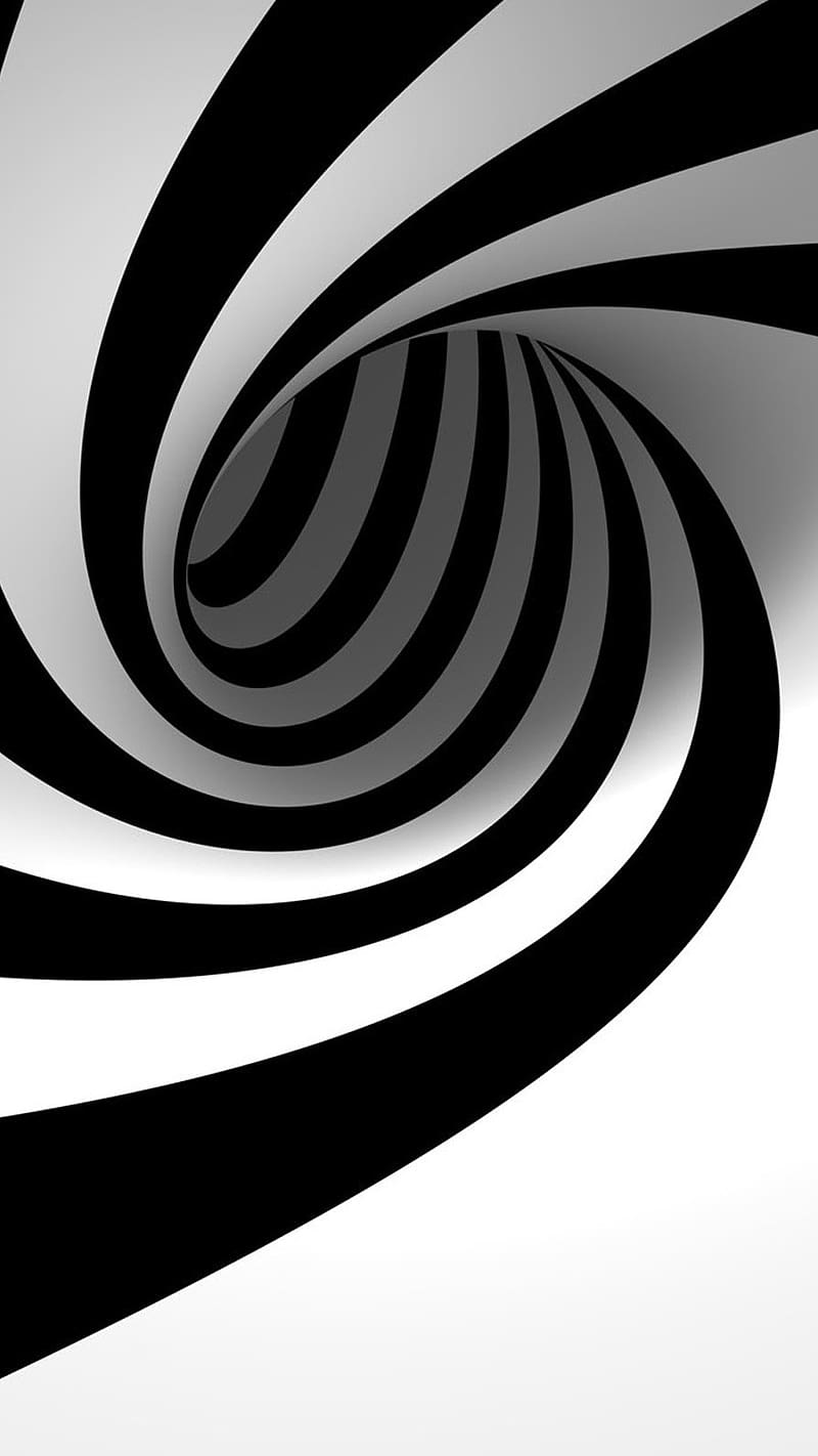 3d Live, Black And White Tunnel, black and white, tunnel, illusion, HD phone wallpaper