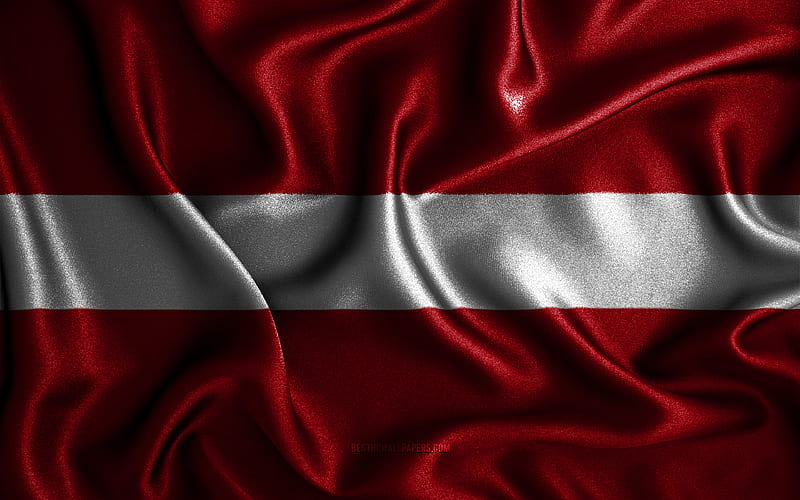 Latvian flag silk wavy flags, European countries, national symbols, Flag of Latvia, fabric flags, Latvia flag, 3D art, Latvia, Europe, Latvia 3D flag, HD wallpaper