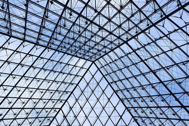 building, roof, glass, transparent, lines, diamonds, architecture, HD wallpaper