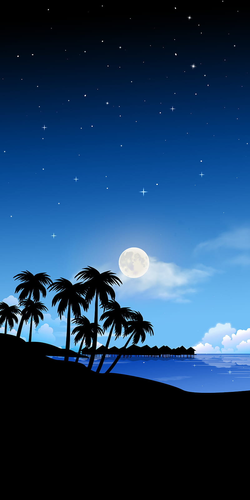 Blue Moon, android, cloud, dark, nature, night, samsung, sand, sea, tree,  tropical, HD phone wallpaper | Peakpx