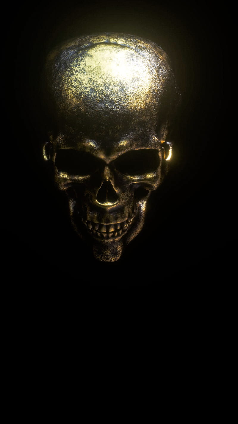 dark skull, black, bones, death, horror, skeleton, HD phone wallpaper